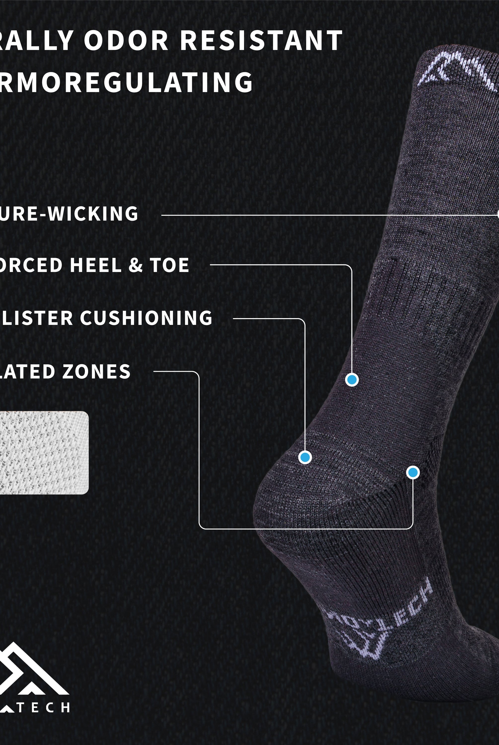 Merino Wool Wool Hiking Socks - (Pack of 3) Charcoal