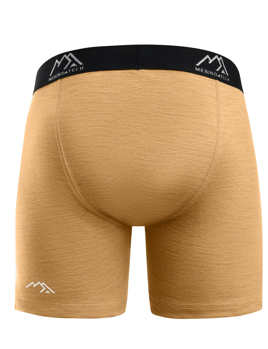 Mens 170 Merino Wool Boxer Brief Camel Merino Tech