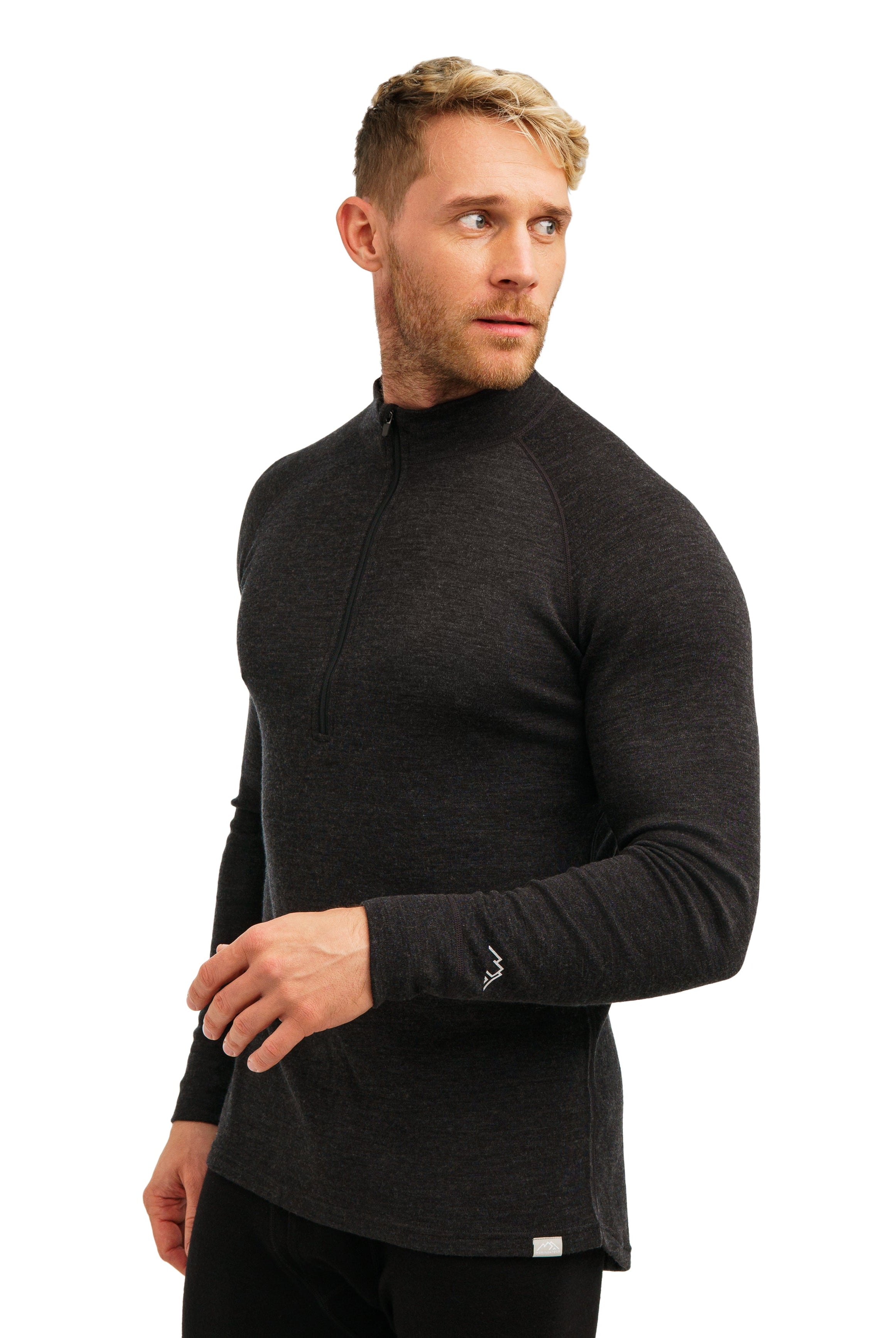 Merino Wool Half Zip Long Sleeve Charcoal Grey