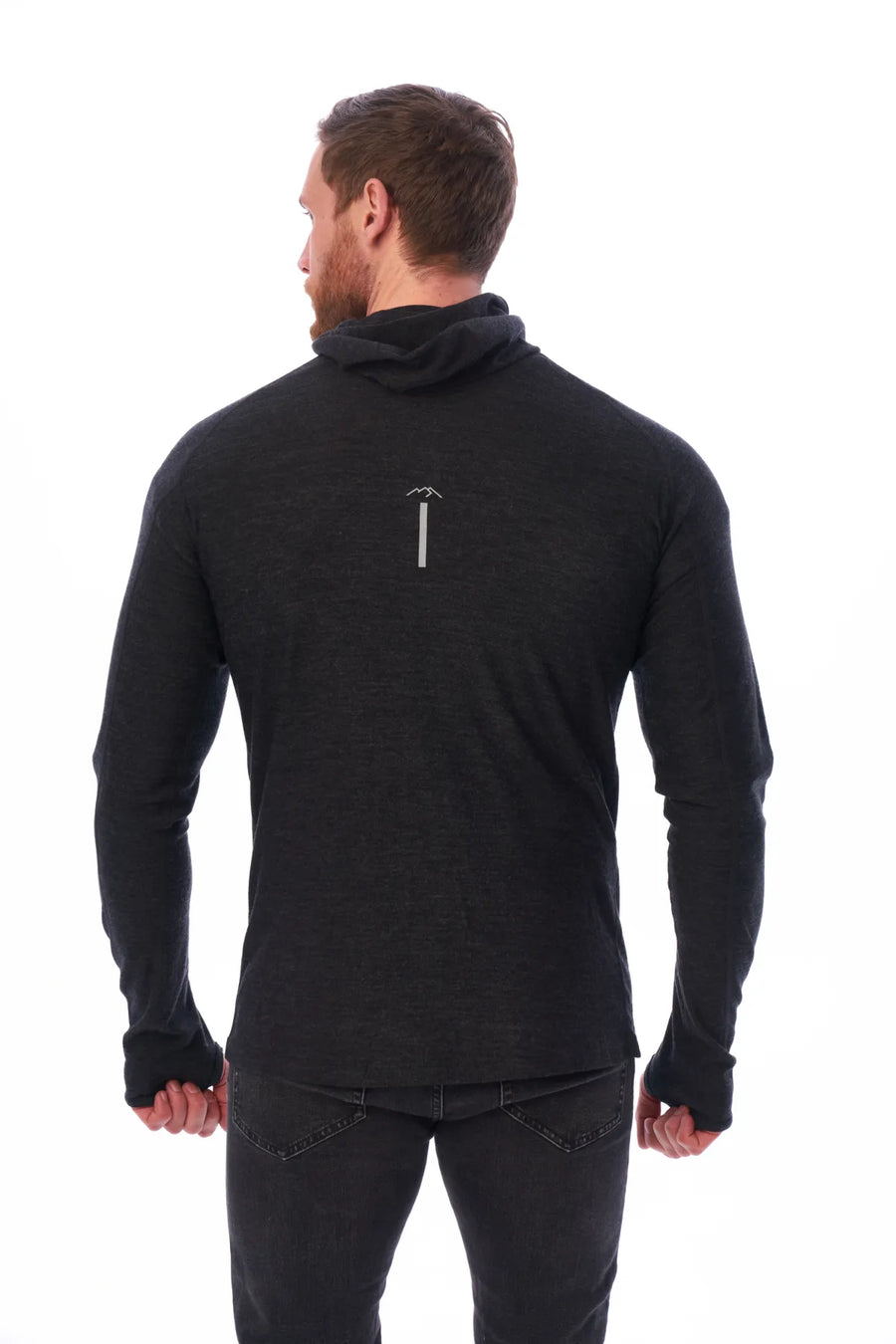 Men's Merino Wool Half Zip Hoodie 190 Charcoal Grey — view 8