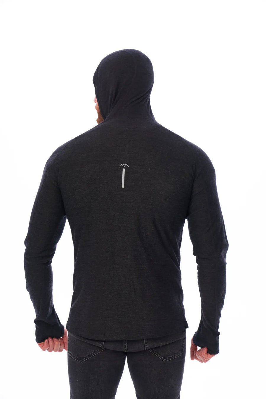 Men's Merino Wool Half Zip Hoodie 190 Charcoal Grey — view 4