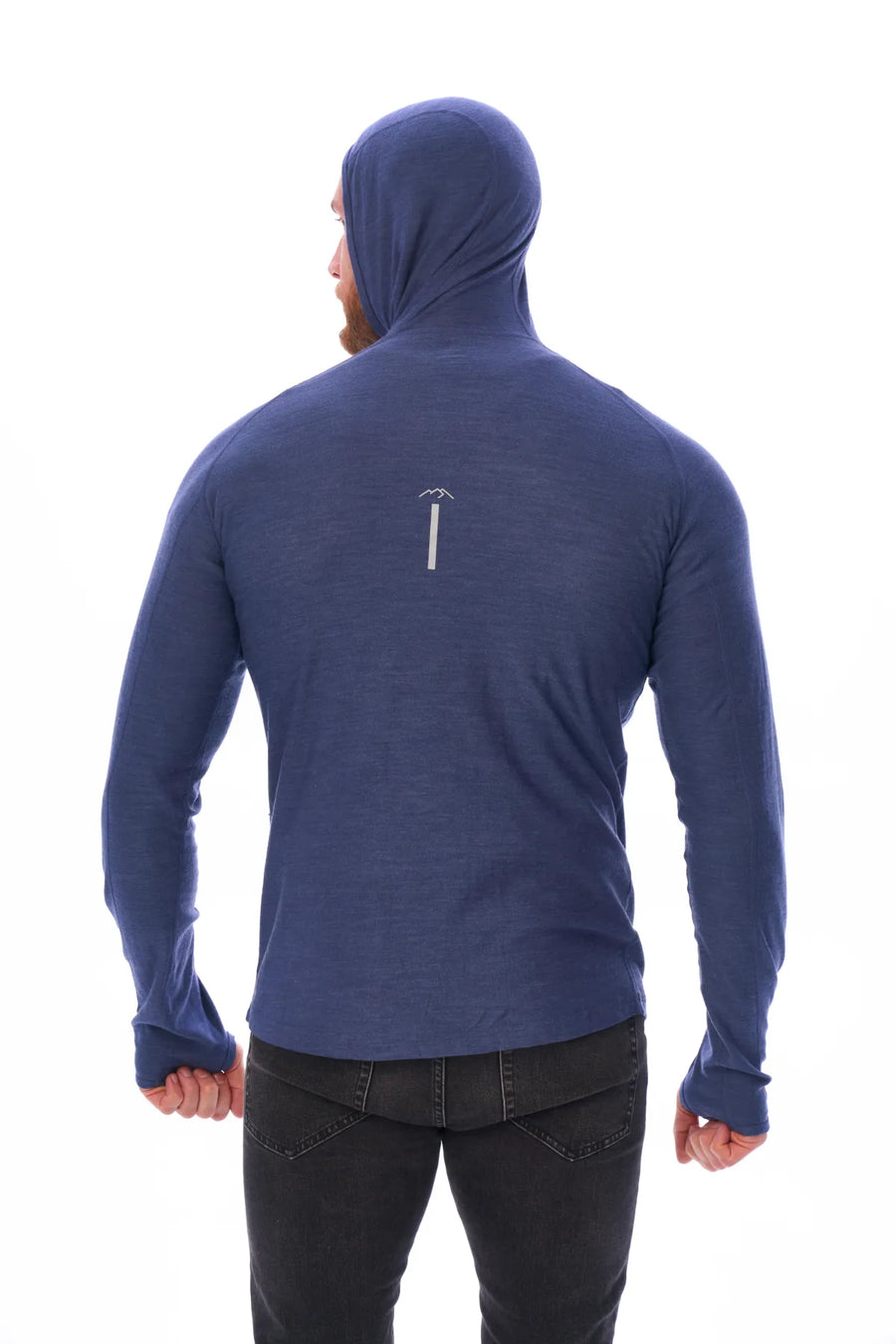 Men's Merino Wool Half Zip Hoodie 190 Windsor Blue — view 5