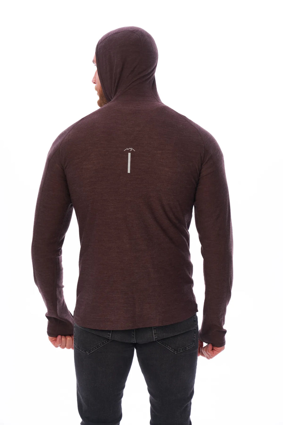 Men's Merino Wool Half Zip Hoodie 190 Chocolate — view 4