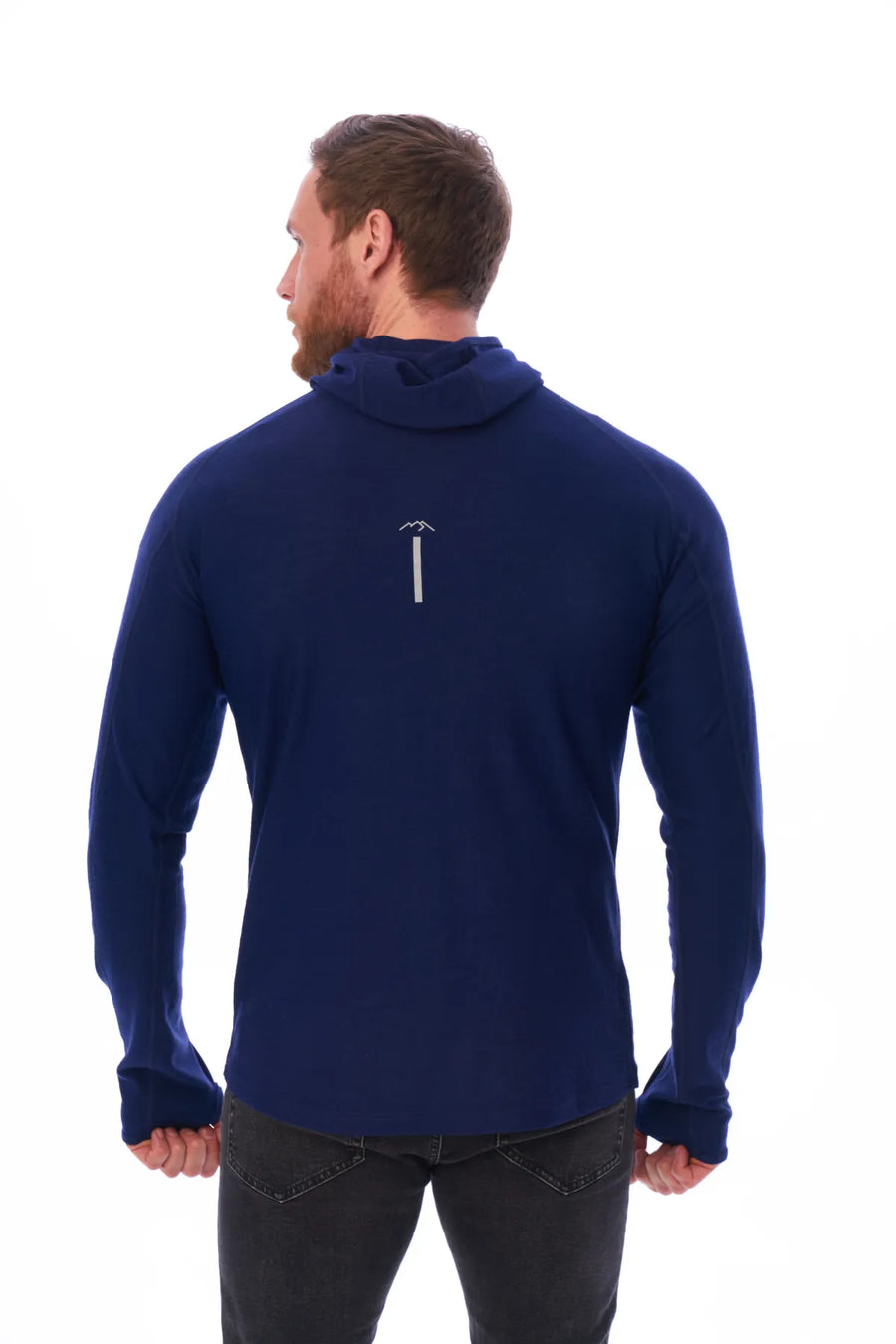 Men's Merino Wool Half Zip Hoodie 190 Navy — view 7
