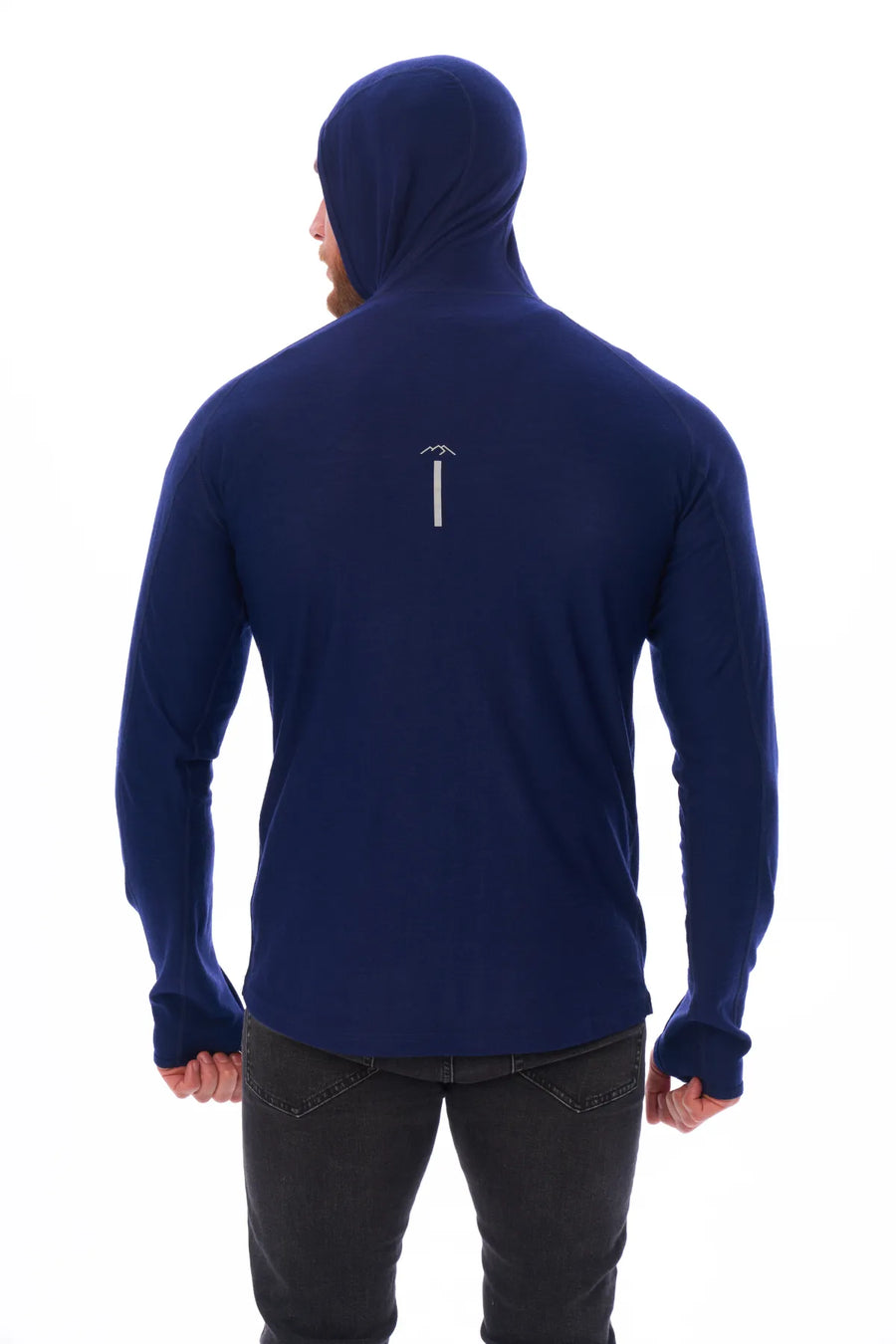 Men's Merino Wool Half Zip Hoodie 190 Navy — view 4