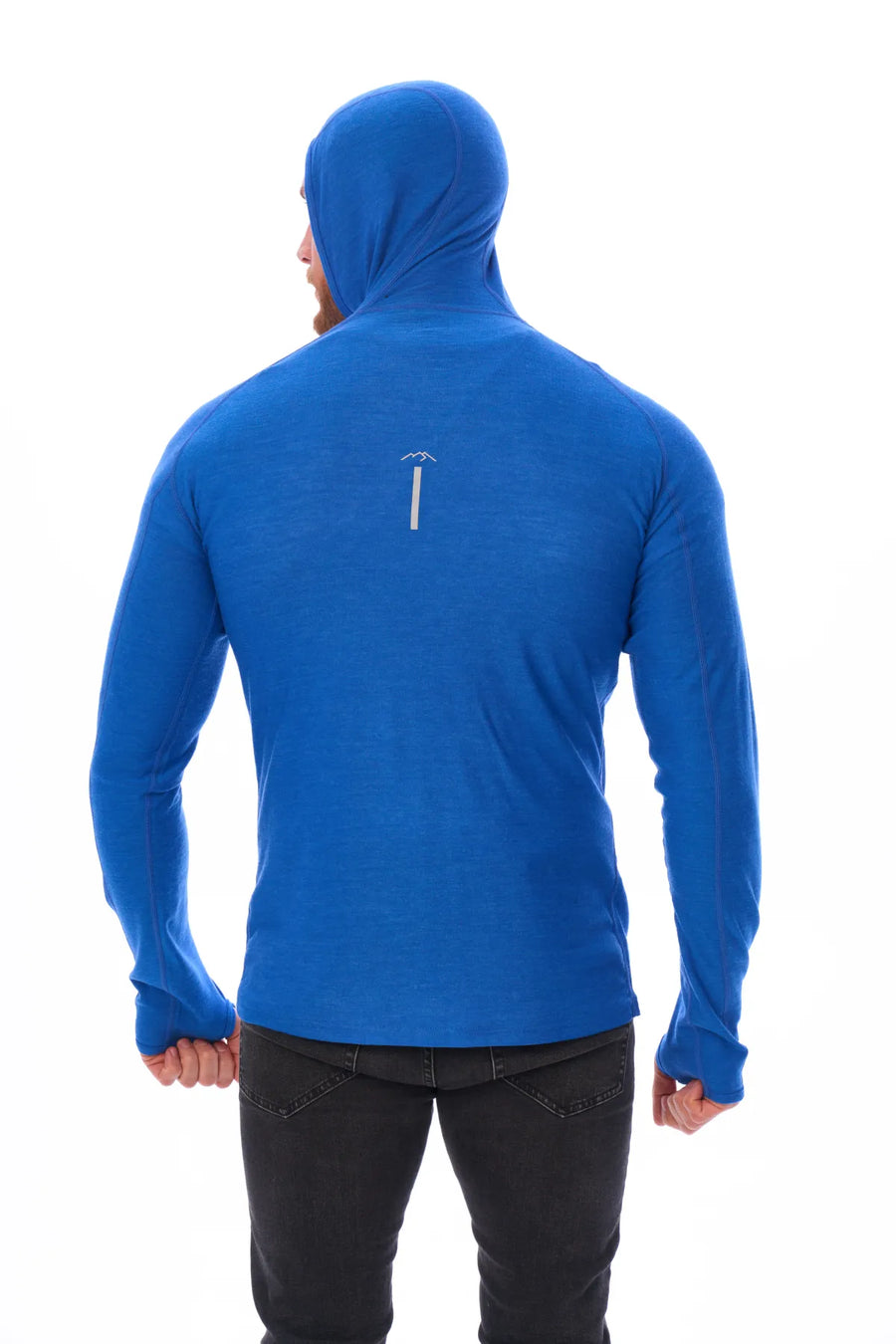 Men's Merino Wool Half Zip Hoodie 190 Cobalt Blue — view 4
