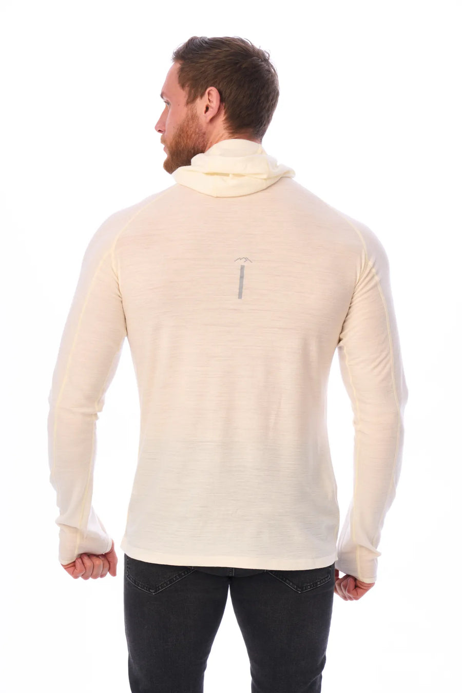 Men's Merino Wool Half Zip Hoodie 190 Off White — view 6