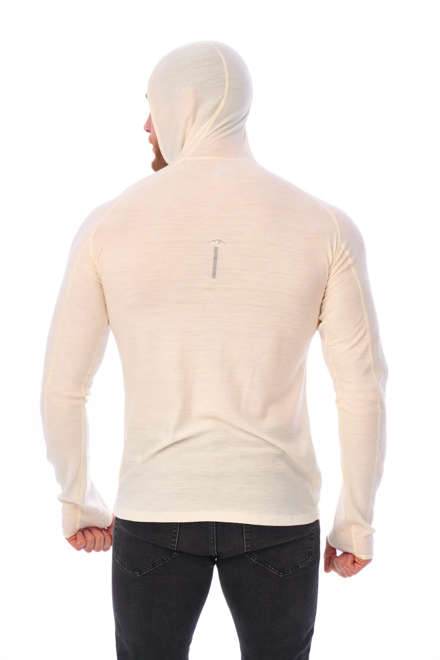 Men's Merino Wool Half Zip Hoodie 190 Off White — view 3
