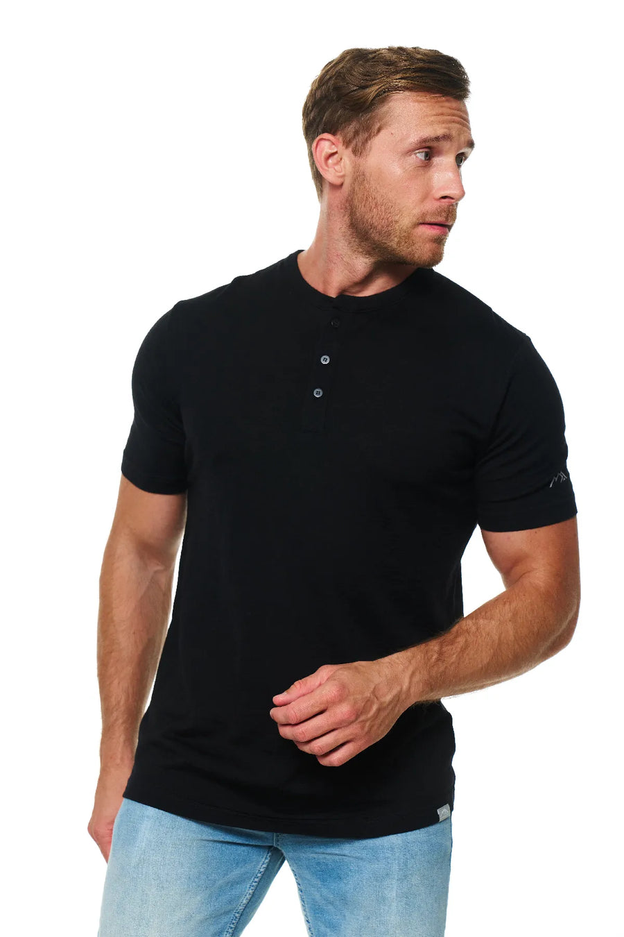 Men's Merino Wool Henley T-shirt 170 Black — view 3