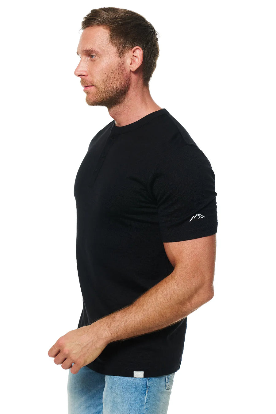 Men's Merino Wool Henley T-shirt 170 Black — view 5