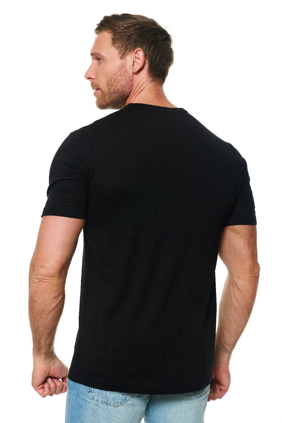 Men's Merino Wool Henley T-shirt 170 Black — view 2