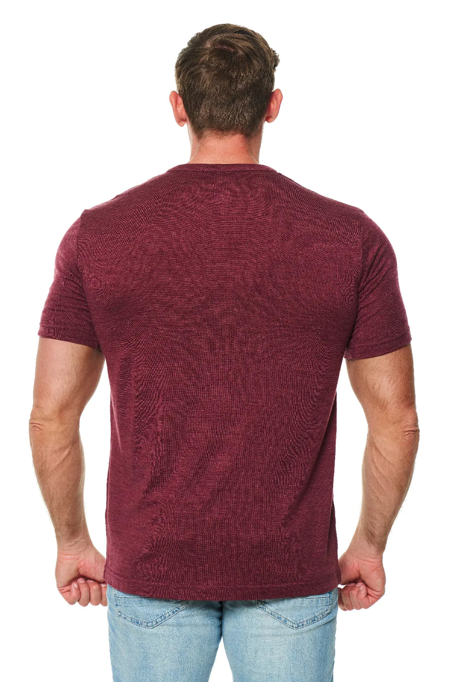 Men's Merino Wool Henley T-shirt 170 Burgundy — view 2