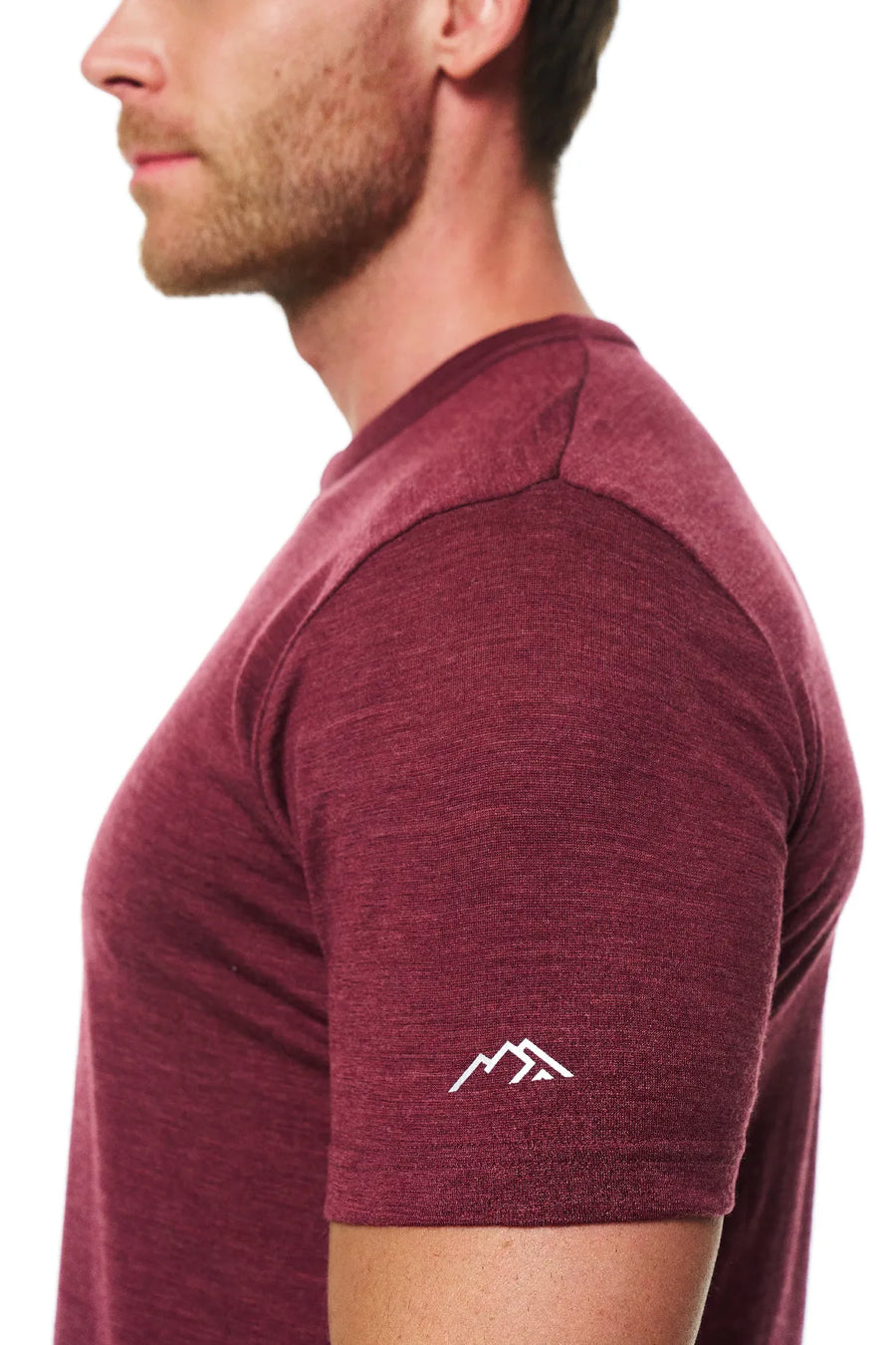 Men's Merino Wool Henley T-shirt 170 Burgundy — view 6