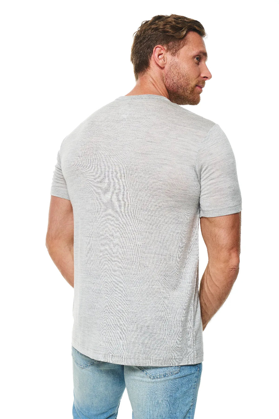 Men's Merino Wool Henley T-shirt 170 Heather Grey — view 2