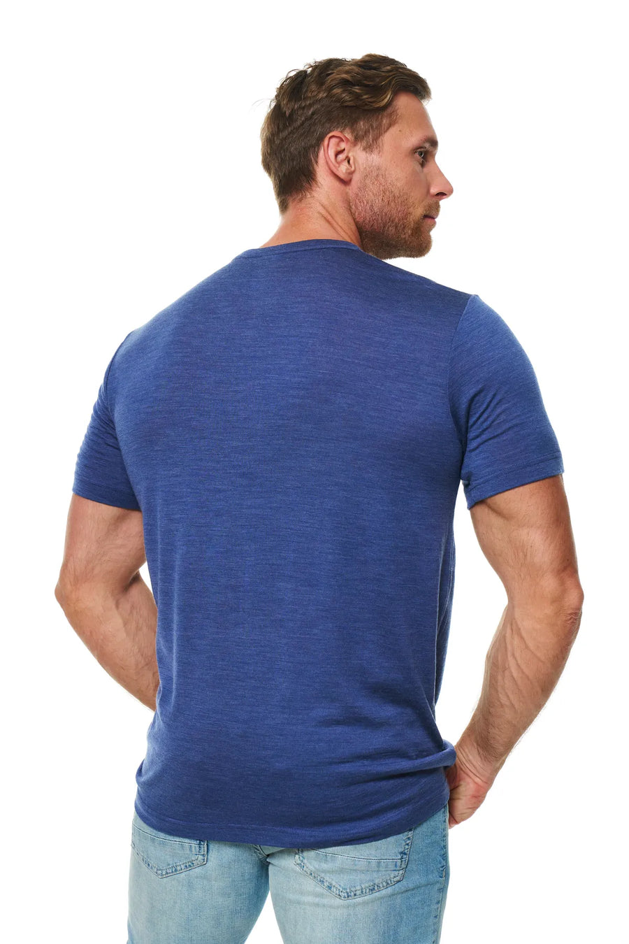 Men's Merino Wool Henley T-shirt 170 Windsor Blue — view 2