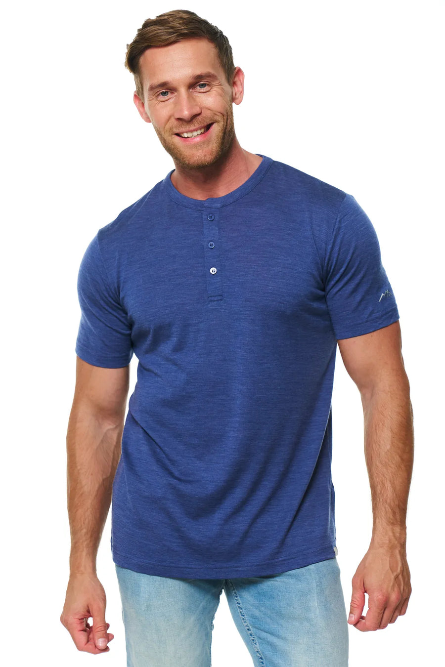 Men's Merino Wool Henley T-shirt 170 Windsor Blue — view 3