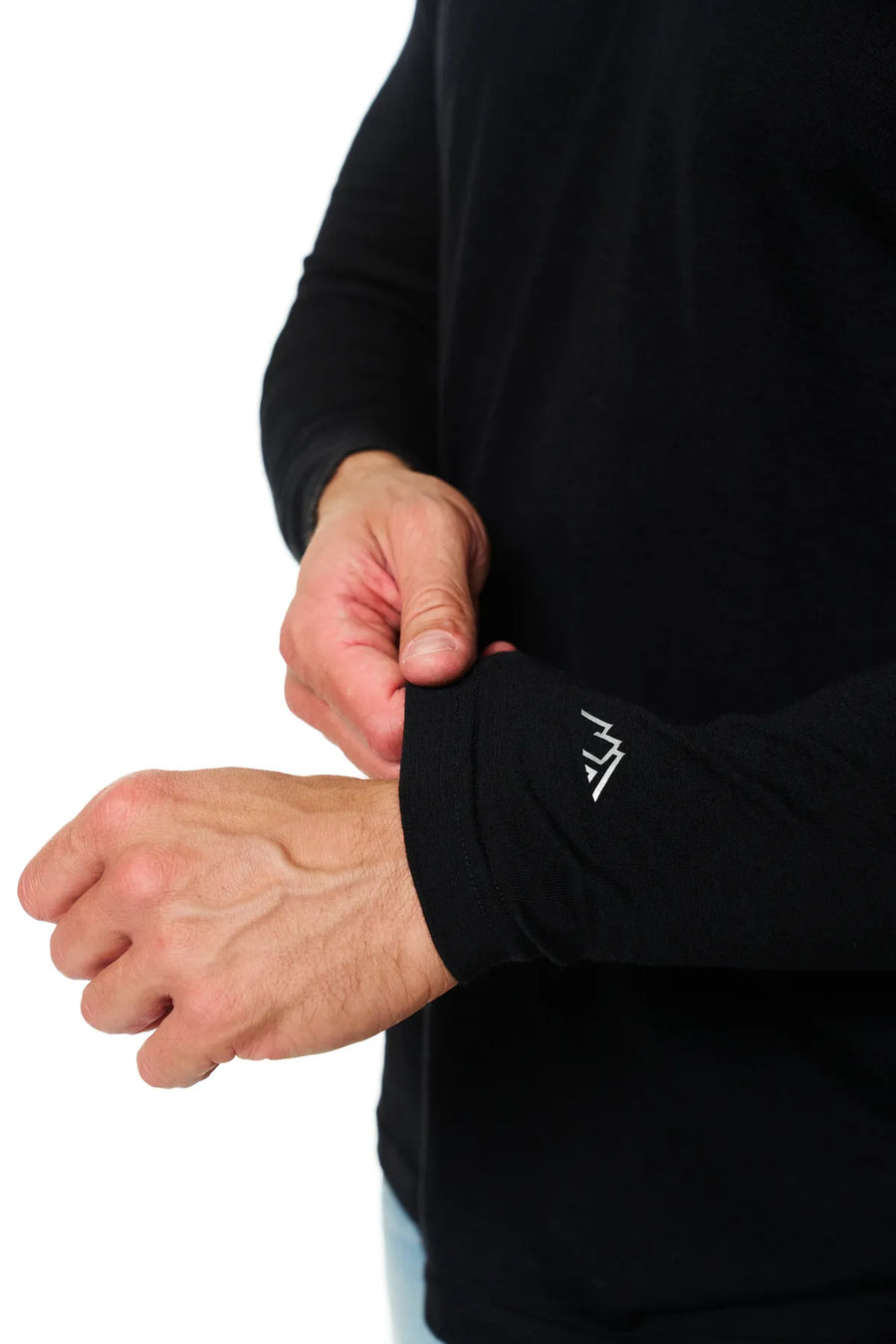Men's Merino Wool Long Sleeve Henley Shirt 170 Black — view 7