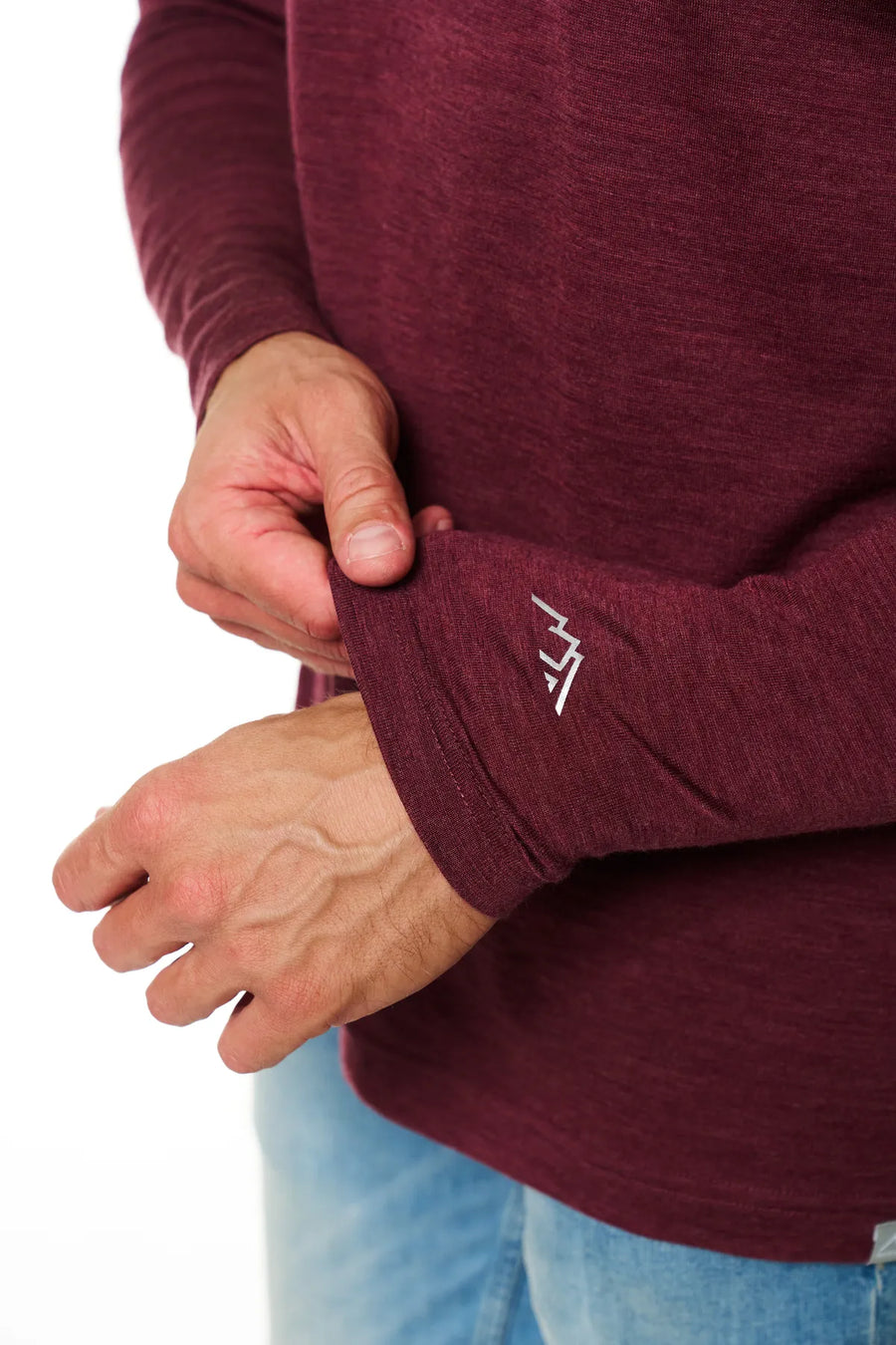 Men's Merino Wool Long Sleeve Henley Shirt 170 Burgundy — view 6