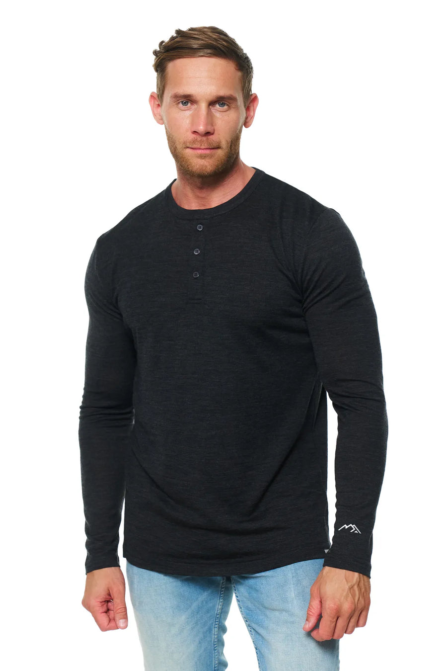 Men's merino wool henley long sleeve 170