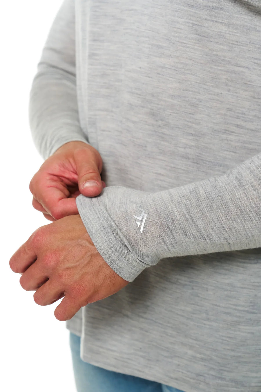 Men's Merino Wool Henley Long Sleeve 170 Heathered Grey — view 9