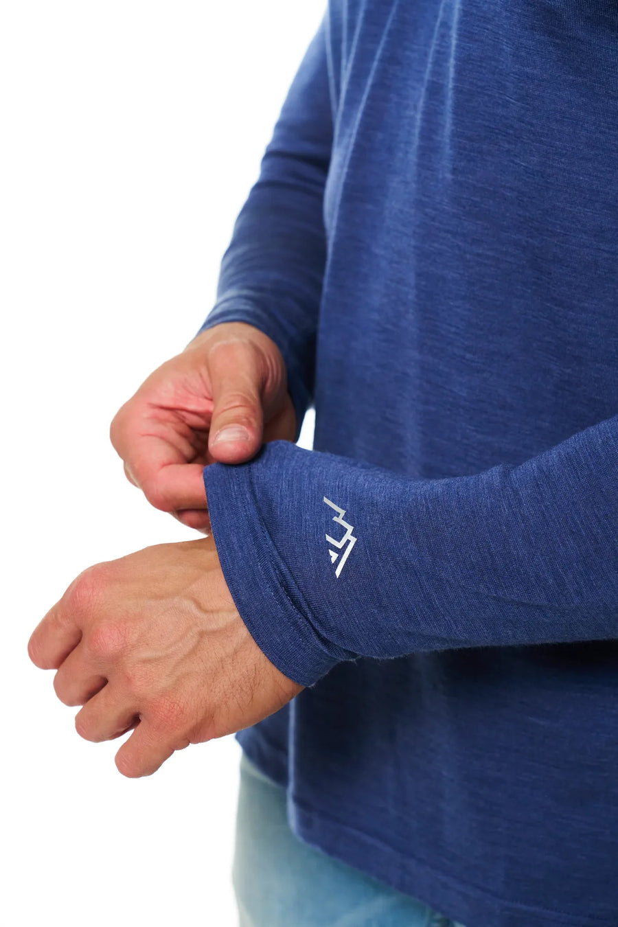 Men's Merino Wool Henley Long Sleeve 170 Grey Blue — view 7