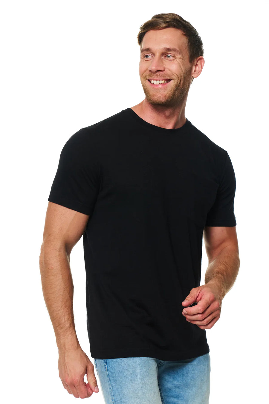 Men's Merino Wool Black Pocket T-Shirt — view 6