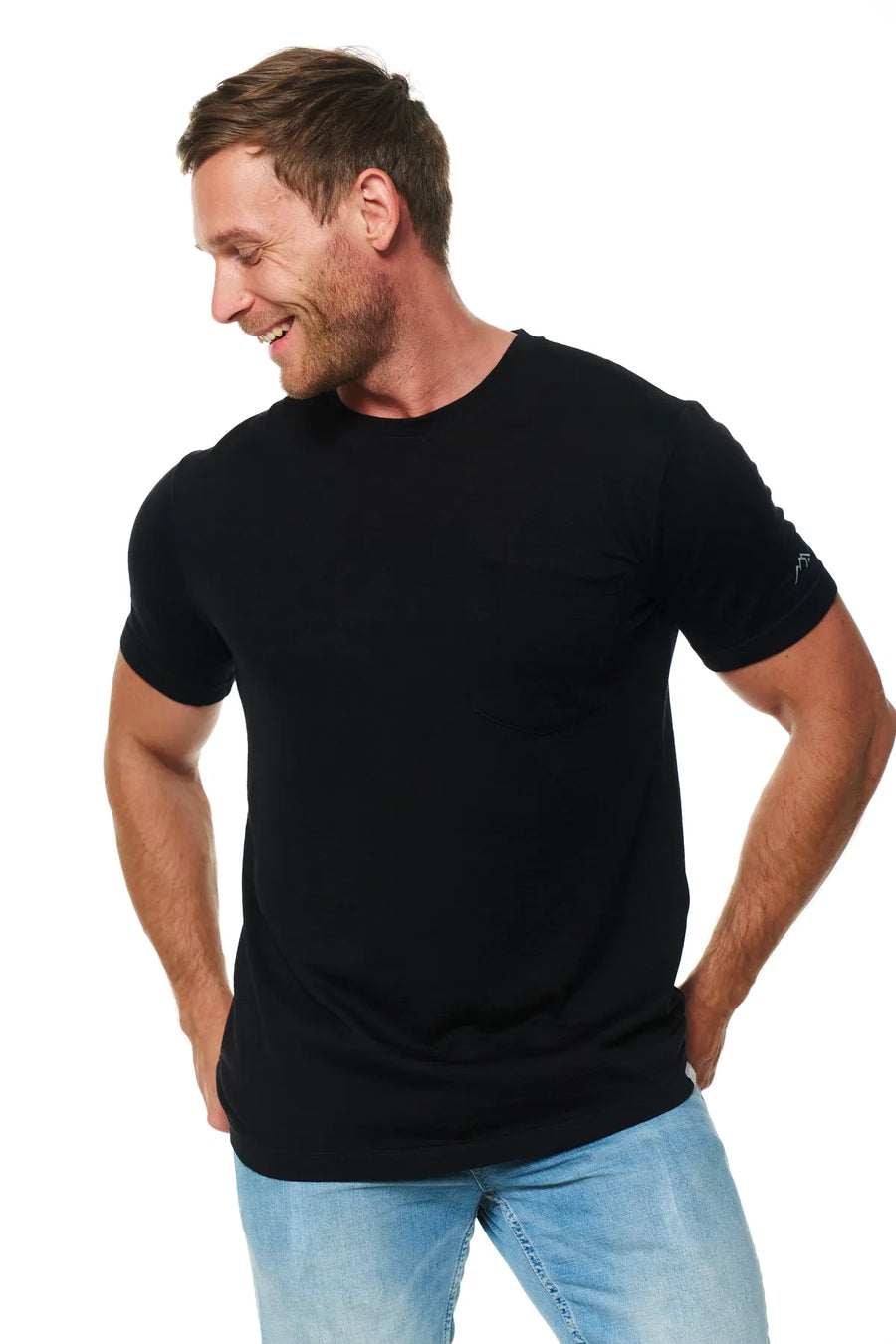 Men's Merino Wool Black Pocket T-Shirt — view 3