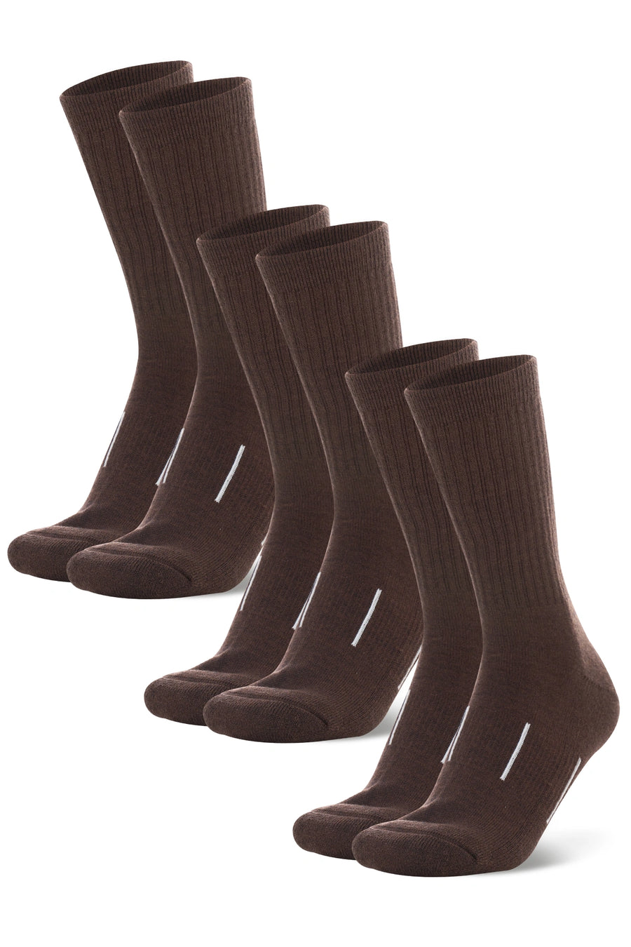 Merino Wool Hiking Socks, 3 pack, Chocolate