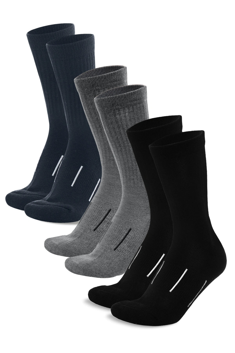 Merino Wool Hiking Socks, multicolor: Jet Black, Steel Grey, Navy Blue