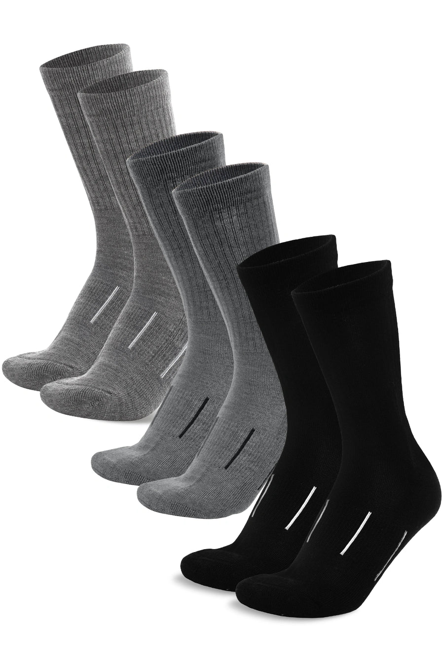 Merino Wool Hiking Socks, multicolor: Jet Black, Steel Grey, Pearl Grey