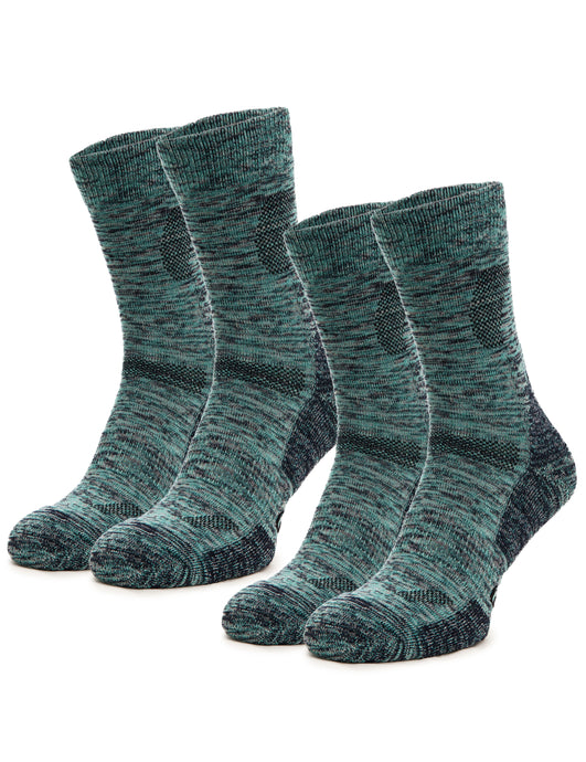 Merino Wool Hiking Socks - (Pack of 2) Melange Green