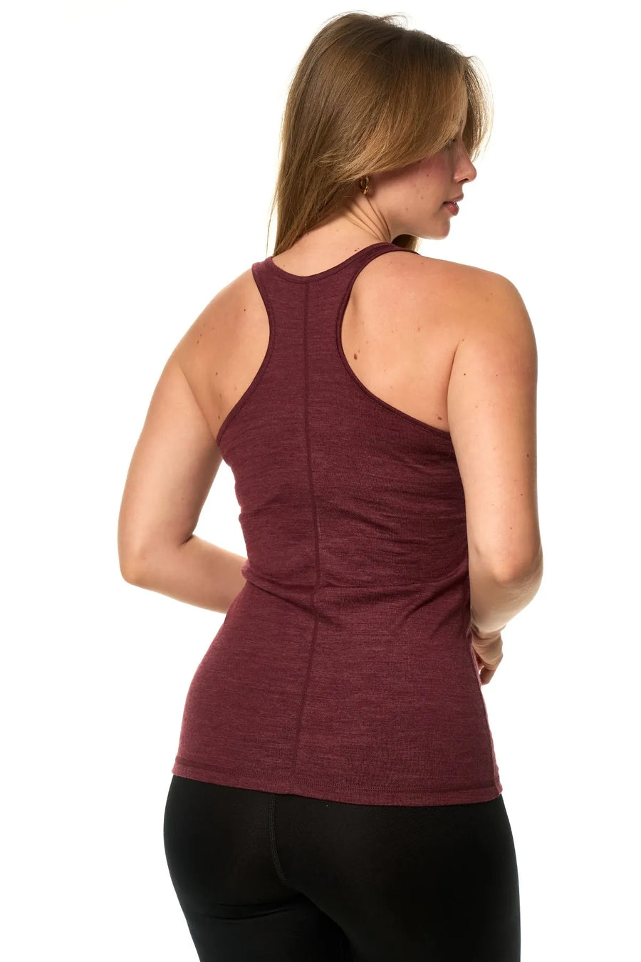 Women's Merino Wool Racerback Tank Top Burgundy — view 2