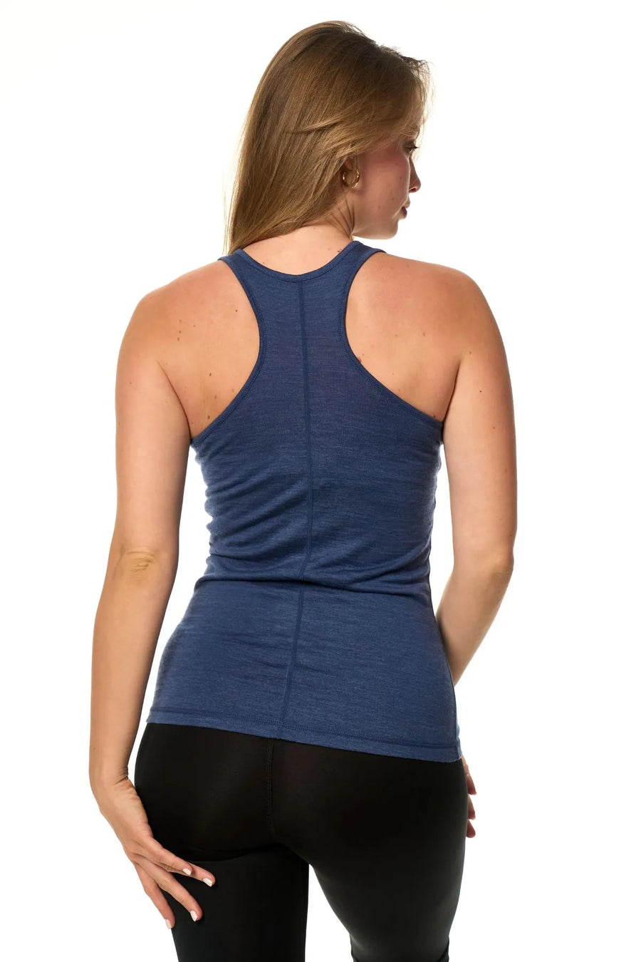 Women's Merino Wool Racerback Tank Top Windsor Blue — view 2