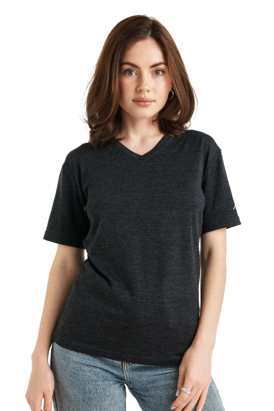 Women's Merino T-shirt 180 Ebony Gray V-Neck
