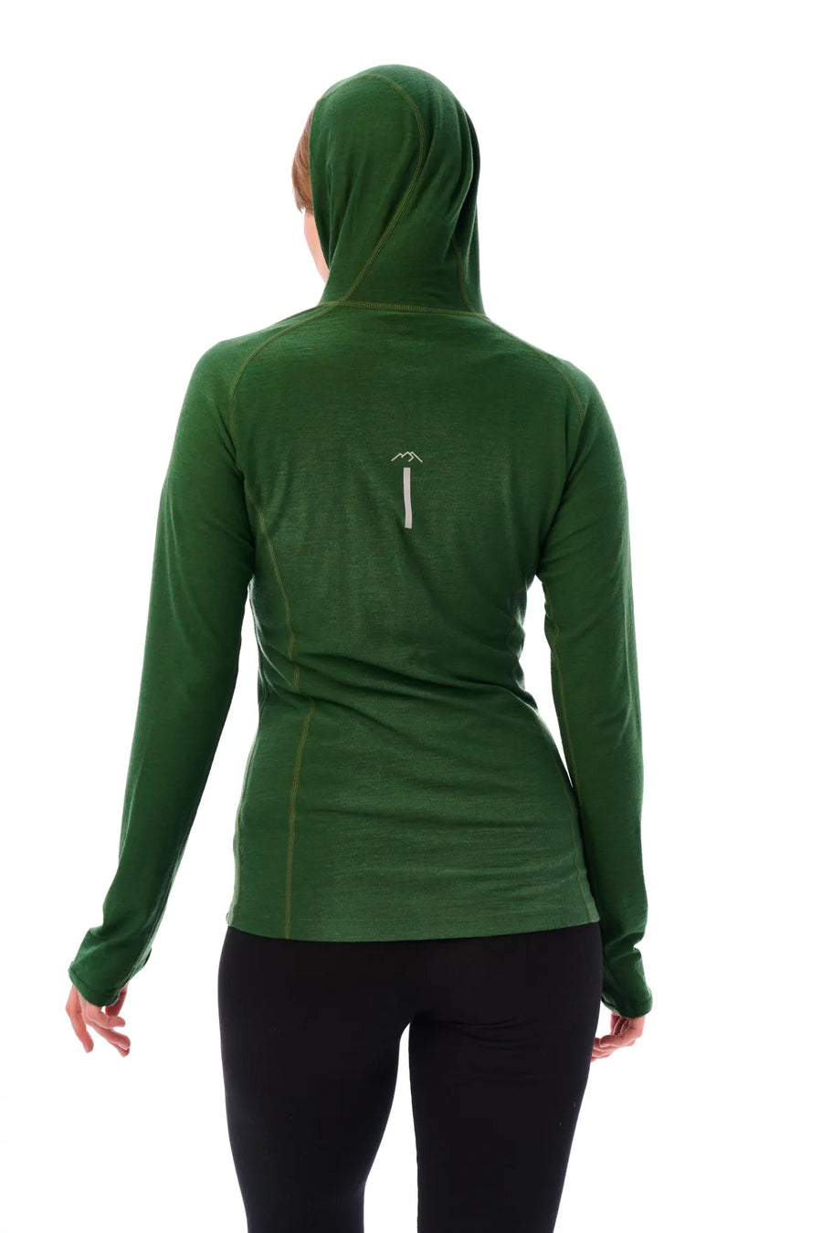 Women's Merino Wool Half Zip Hoodie 190 Olive — view 2