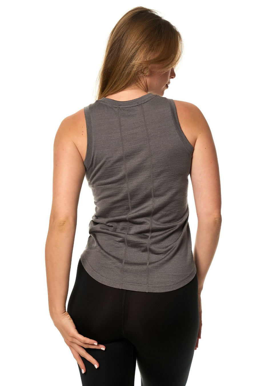 Women's Merino Wool Highneck Tank Top Perfect Grey — view 2