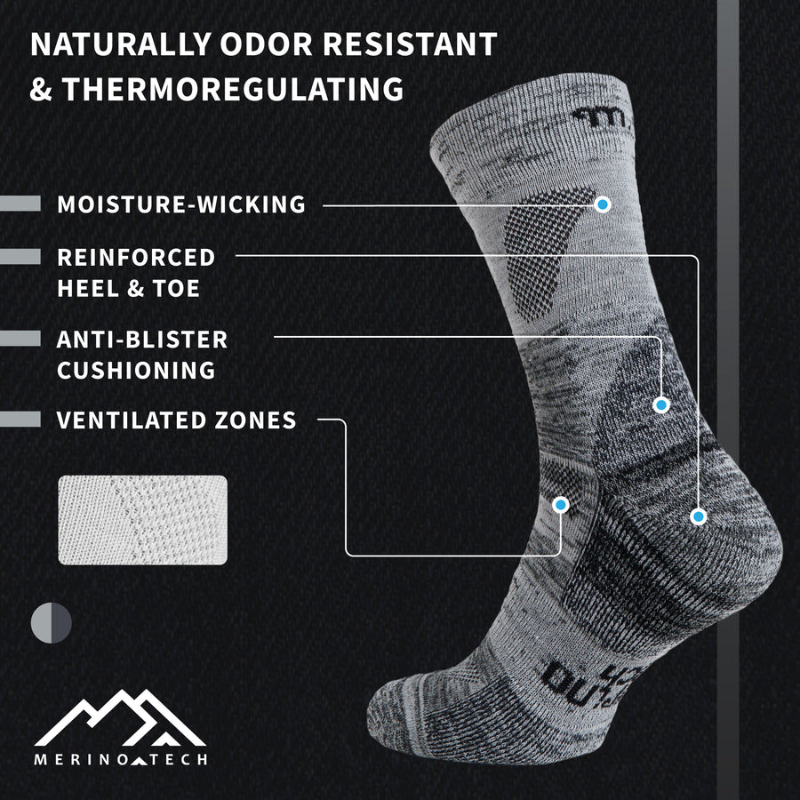 Merino Wool Hiking Socks, 2 pack, Oatmeal Black — view 2