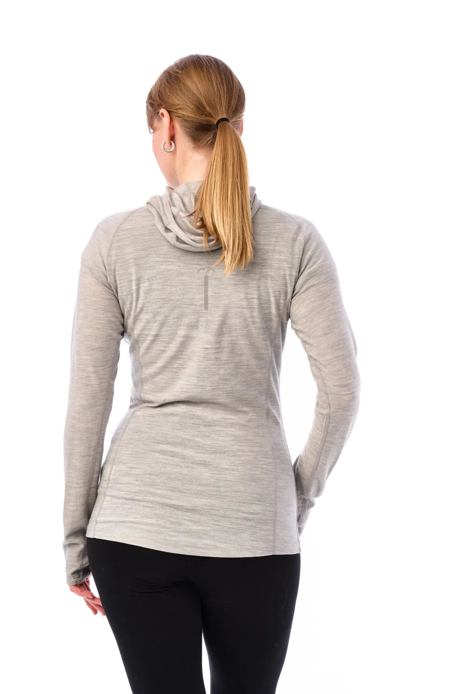 Women's Merino Wool Half Zip Hoodie 190 Heather Grey — view 6