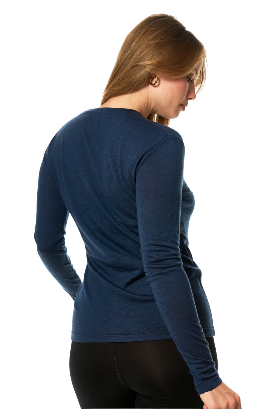 Women's Merino Long Sleeve 165 Navy — back view