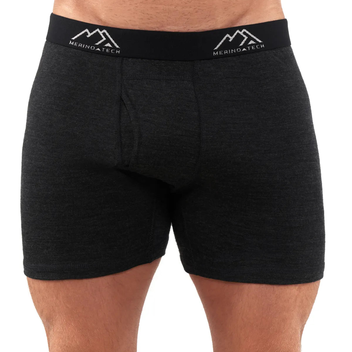 Men’s Heathered Black Merino Wool Boxers 190 – Moisture-Wicking ...