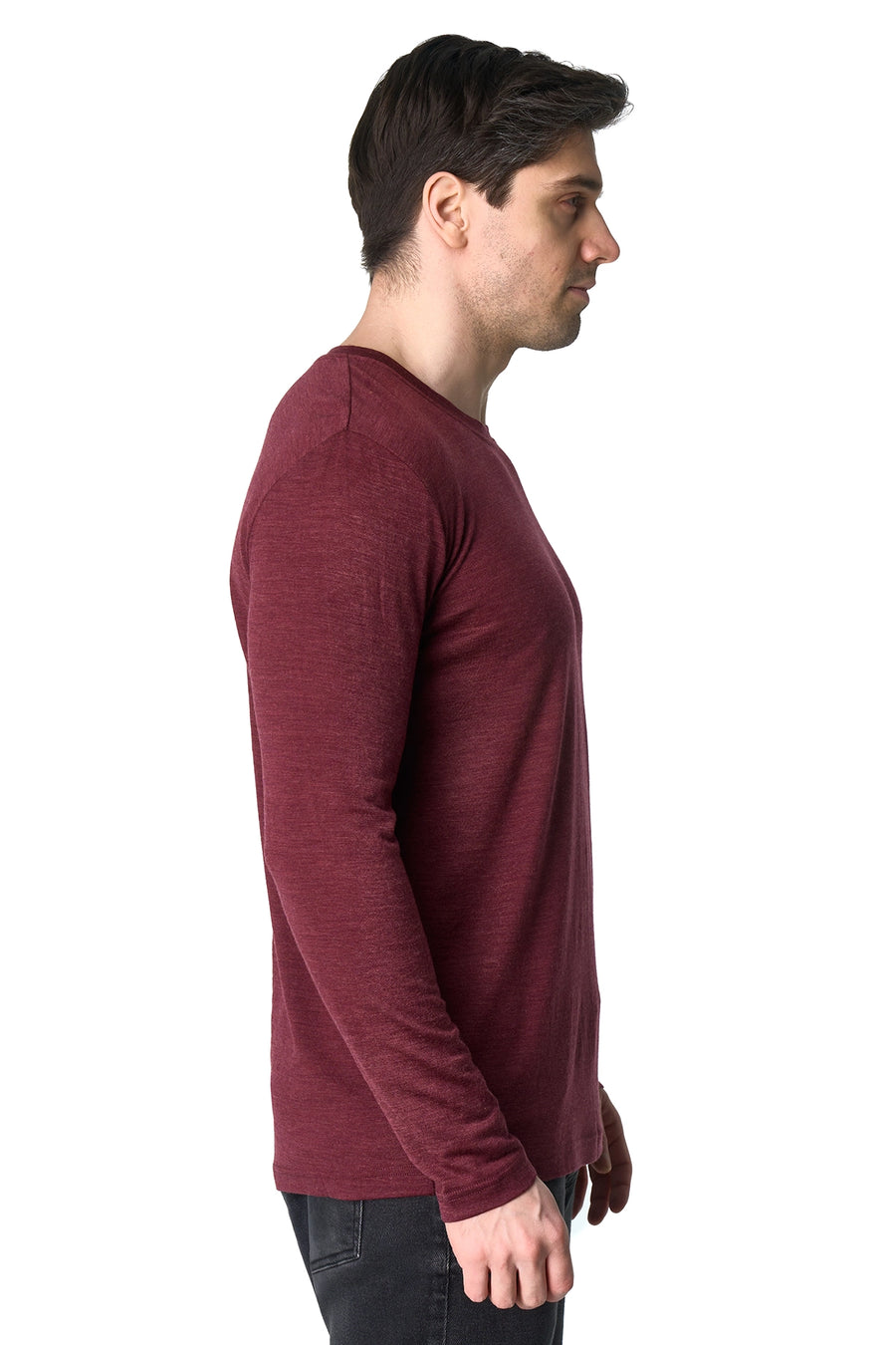 Men's Merino Long Sleeve 190 Burgundy Wine — view 3