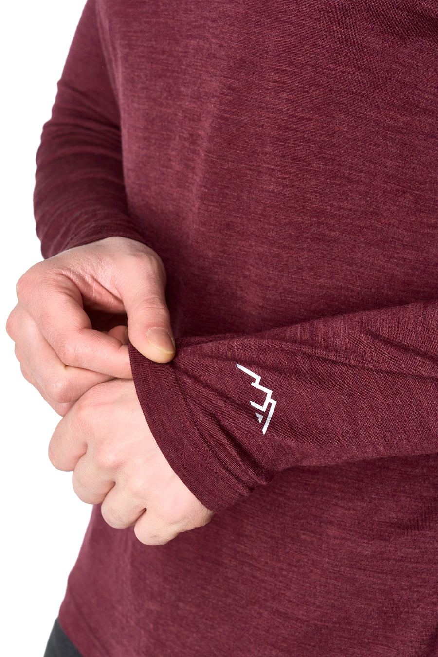 Men's Merino Long Sleeve 190 Burgundy Wine — view 5