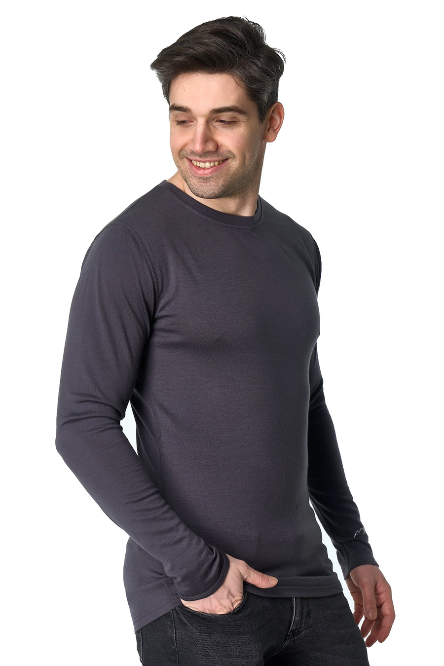 Men's Merino Long Sleeve 190 Dark Charcoal — view 4