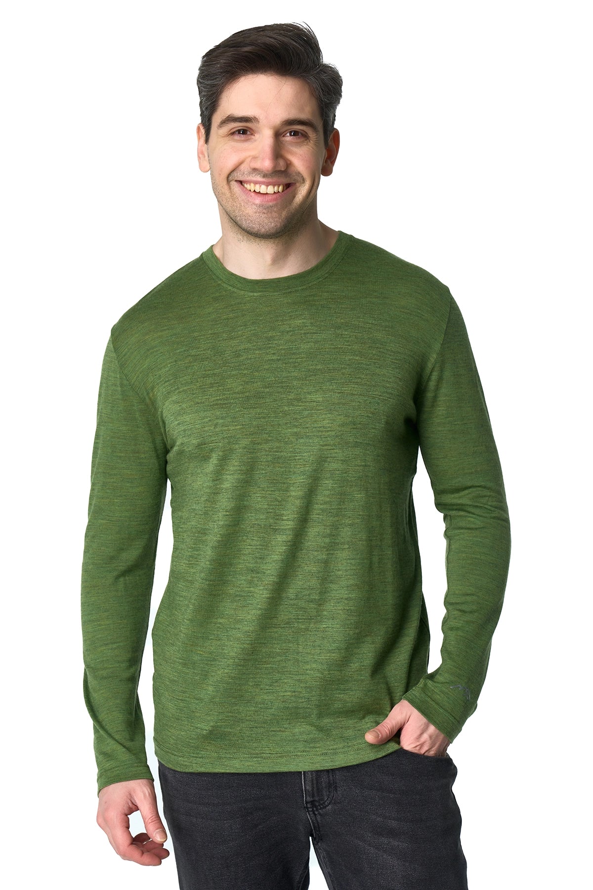 トップス ONC MERINO LONG SLEEVE T-SHIRT GREEN Men's Olive Green Merino Long Sleeve – Warm & Breathable – Merino Tech
