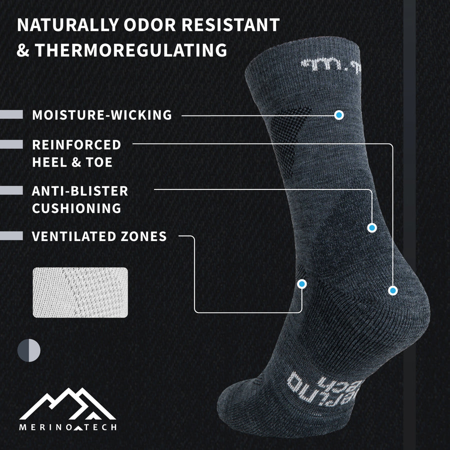 Merino Wool Hiking Socks, 2 pack, Lead Grey — view 2