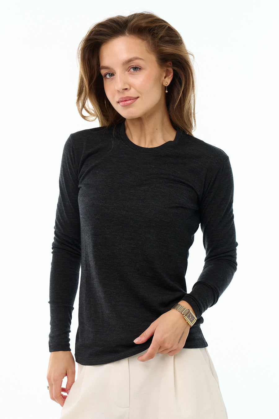 Women's Merino Long Sleeve 190 Charcoal Grey — view 3