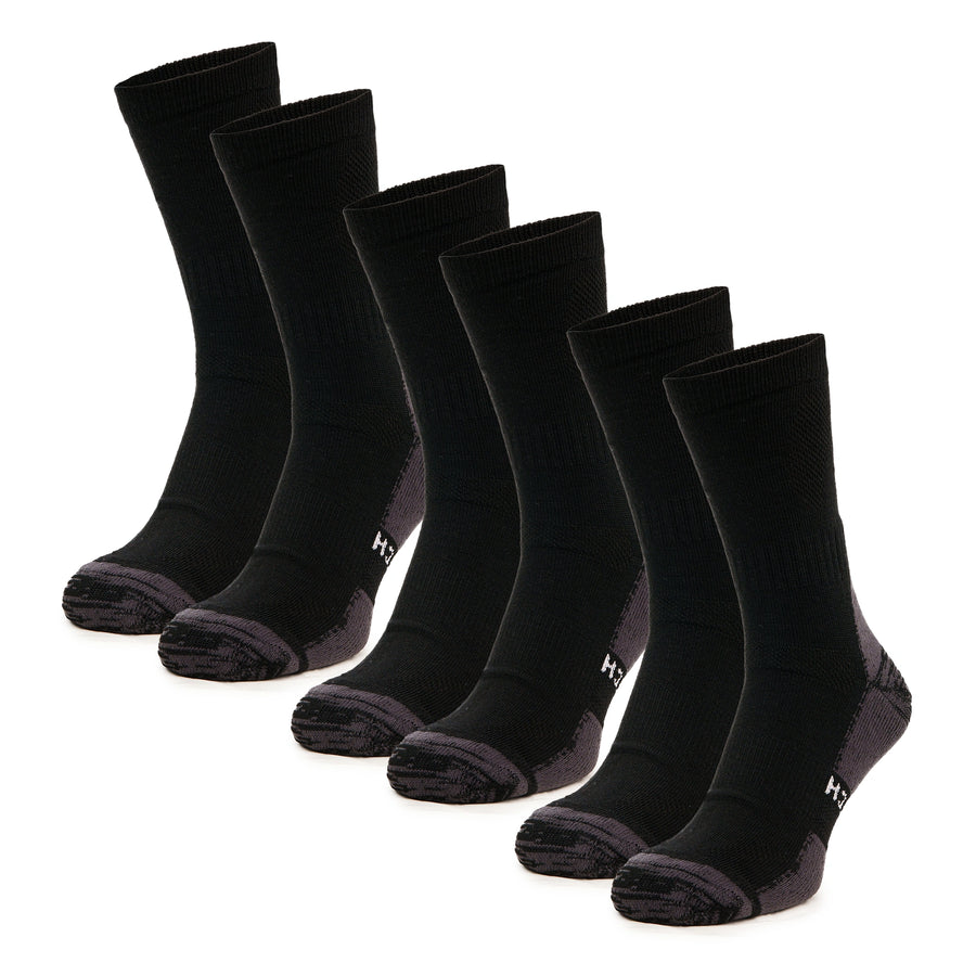 Merino Wool Hiking Socks, 3 pack, Coal Black
