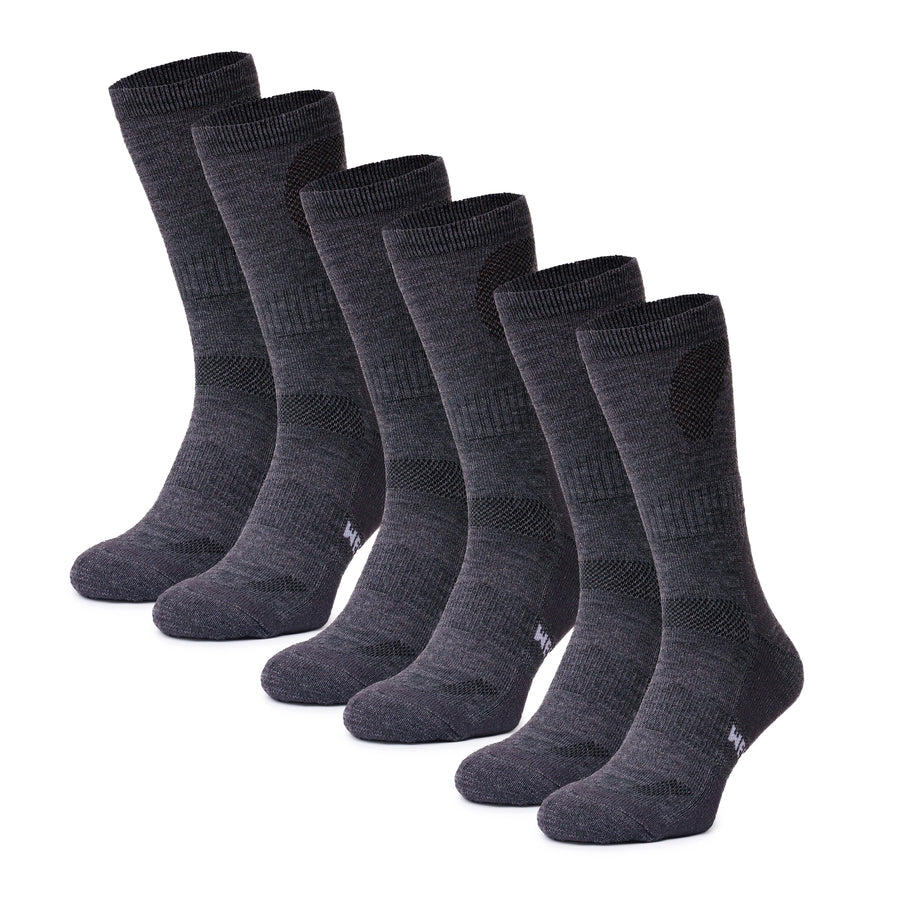 Merino Wool Hiking Socks, 3 pack, Dark Charcoal