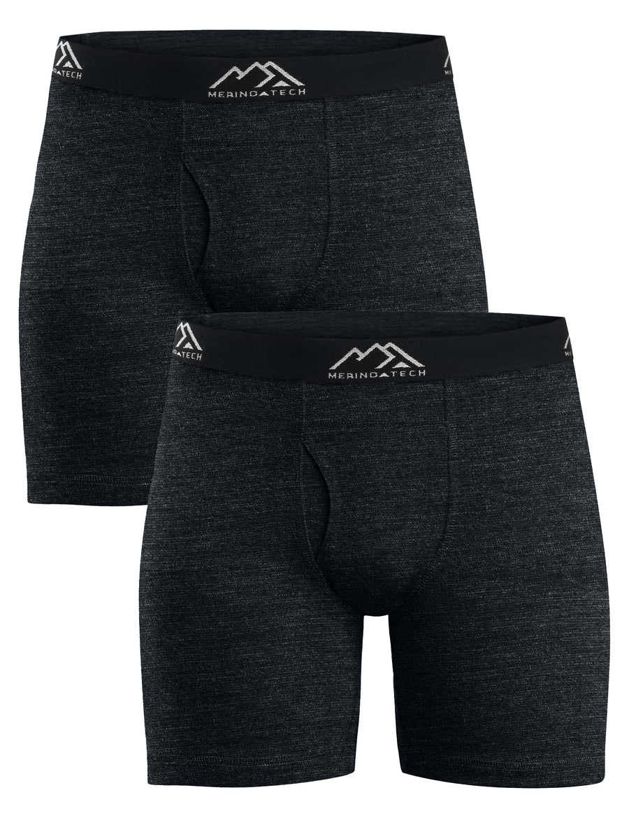 Men's Merino Boxers 190 Brief Heathered Black, 2 pack — view 3