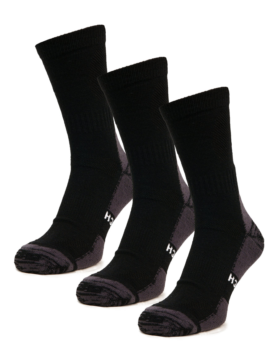 Merino Wool Hiking Socks, 3 pack, Black